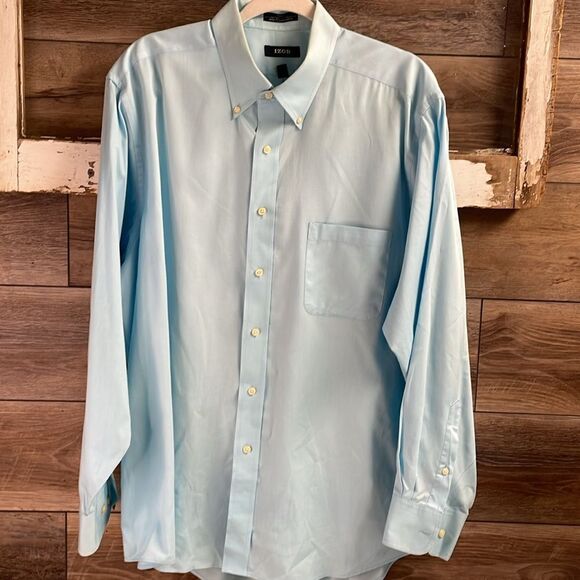 Izod Wrinkle Free Twill Light Blue Collar Dress Shirt,Size 17 1/2 34/35 Large - Picture 3 of 9